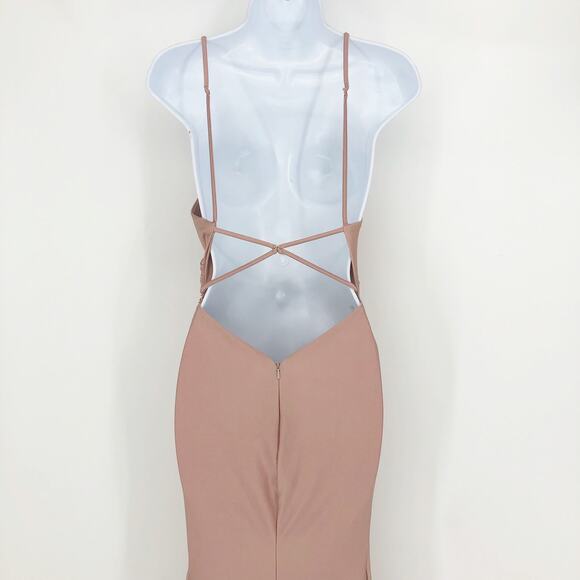 LA FEMME 29848 Jersey Long Gown 2 Pink Mauve Faux Wrap V Neck Prom Dress NWT - Picture 10 of 16